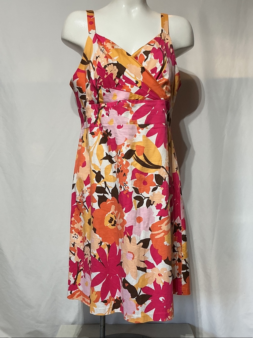 Studio 1940 Black Label Orange Floral Sleeveless Cotton Dress Sz 22W